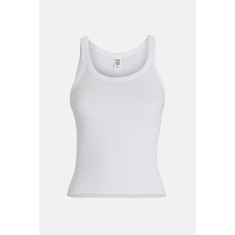 Cropped Ribbed Tank Optic White