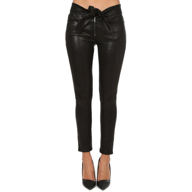 Frame Denim Waist Tie Leather Skinny
