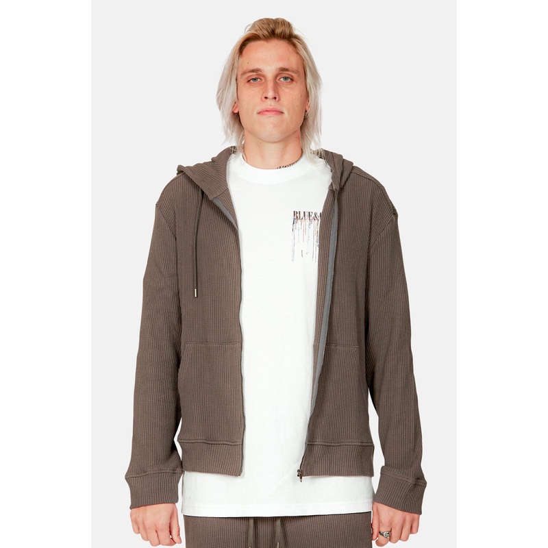 Waffle Zip Hoodie Charcoal|XXS|XS|S|M|L|XL|XXL