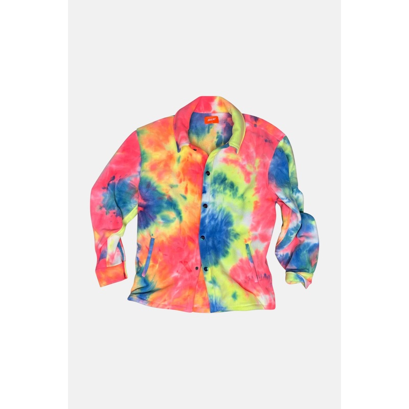 Fleece Overshirt Tie Dye Green