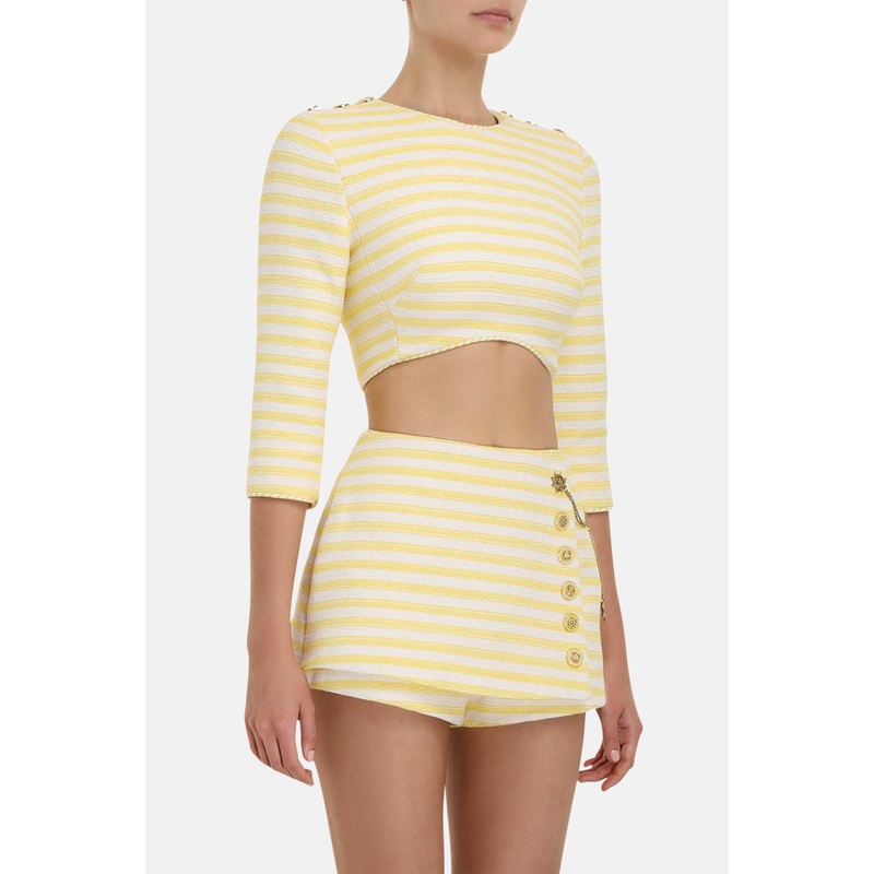 High Tide Crop Bodice Yellow/Cream Stripe