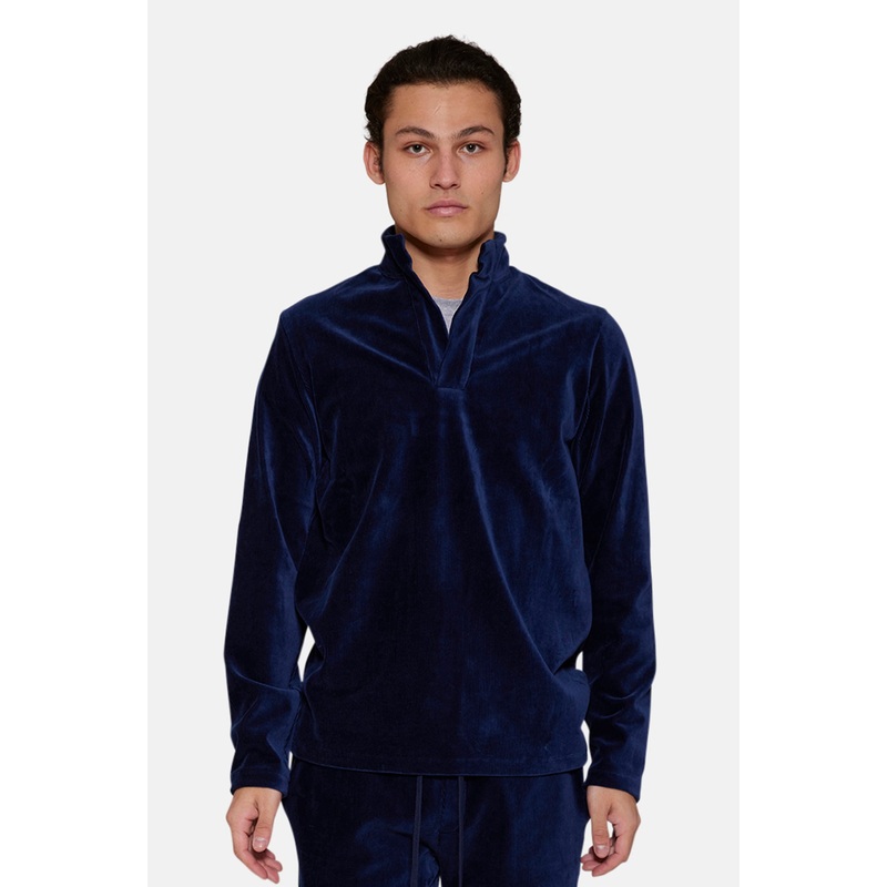 Micro Cord Velour Pop Collar Navy