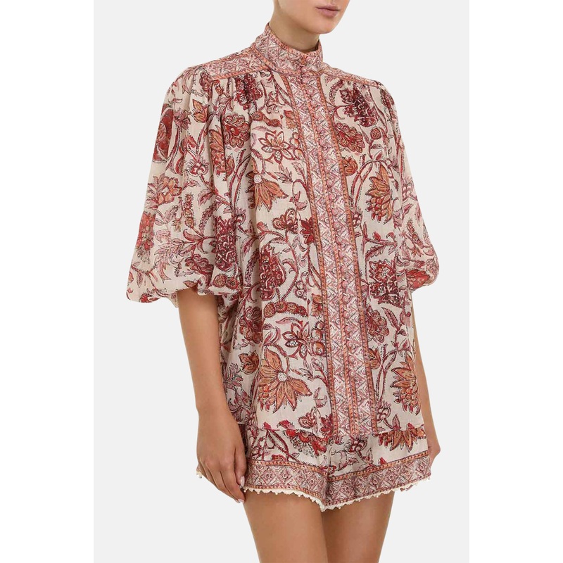 Vitali Yoke Blouse Sepia Floral