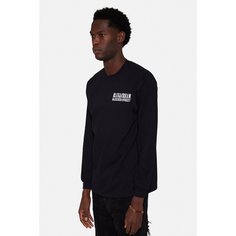 Bleecker Street Blue&Cream Long Sleeve Black
