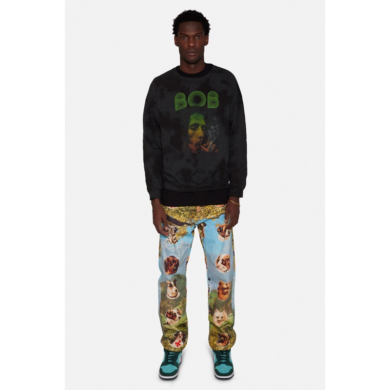 Bob Marley Distressed Crew Neck Sweatshirt
