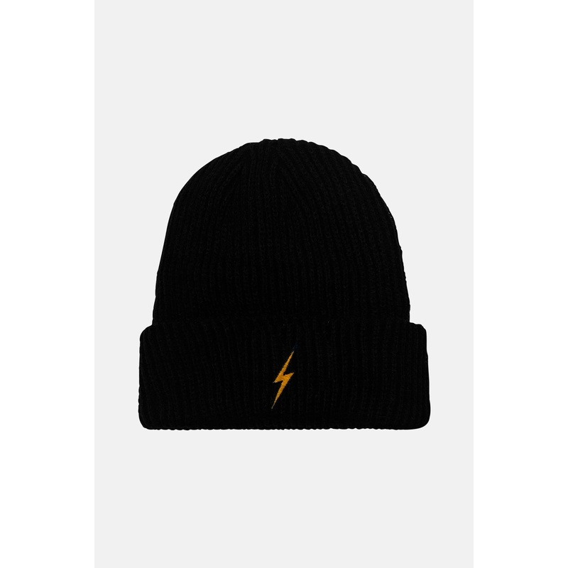 Bolt Ribbed Beanie Black|OS