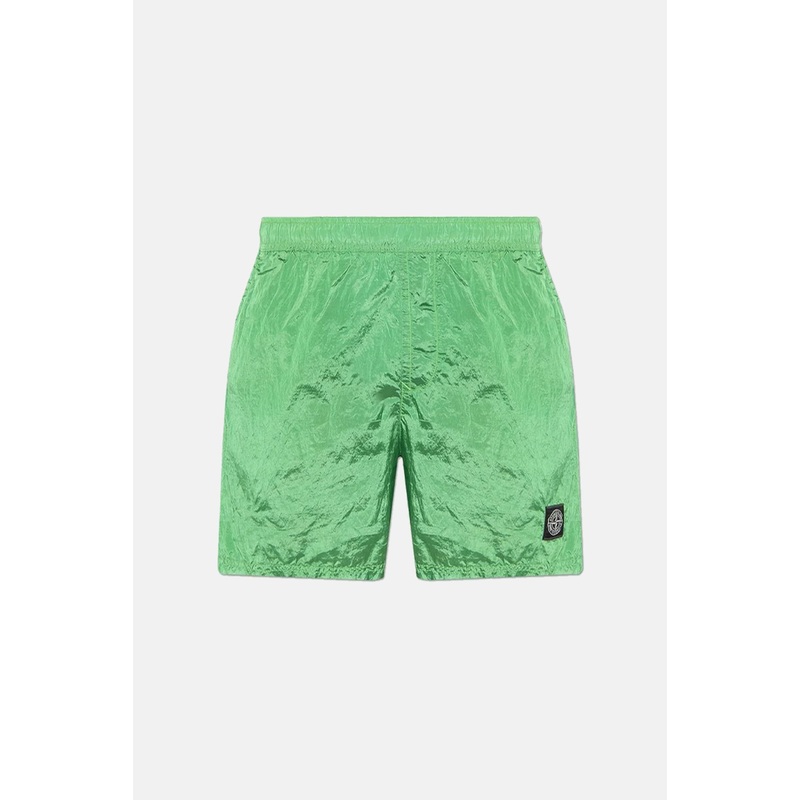 ECONYL Nylon Metal Swim Trunks Light Green
