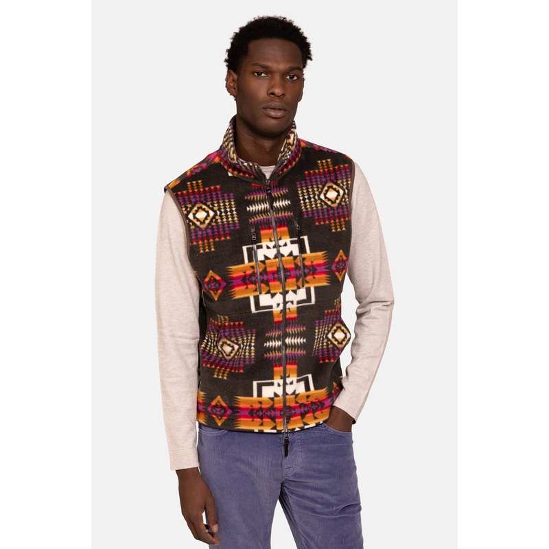 Inca Polar Fleece Vest Brown Combo