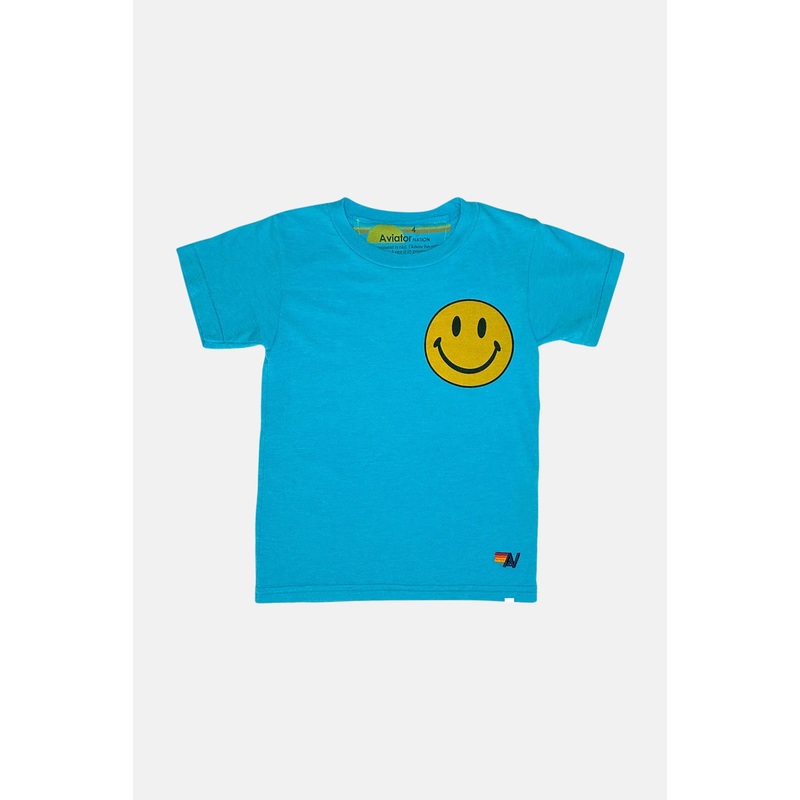 Kid’s Smiley 2 Tee Neon Blue|2Y|4Y|6Y|8Y|10Y|12Y|14Y