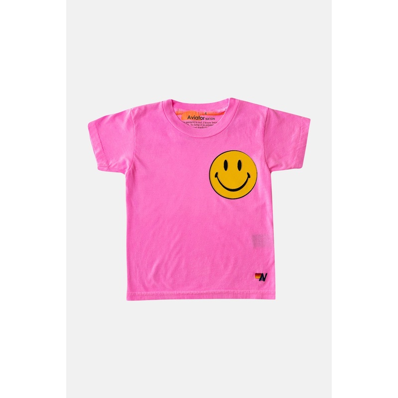 Kid’s Smiley 2 Tee Neon Pink|2Y|4Y|6Y|8Y|10Y|12Y|14Y