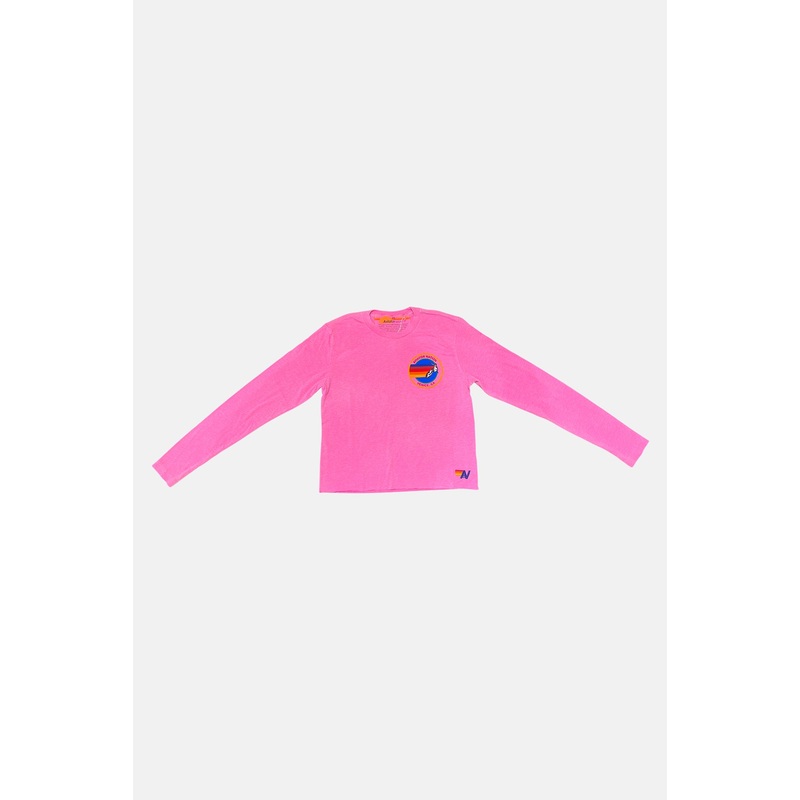 Long Sleeve Boyfriend Tee Neon Pink