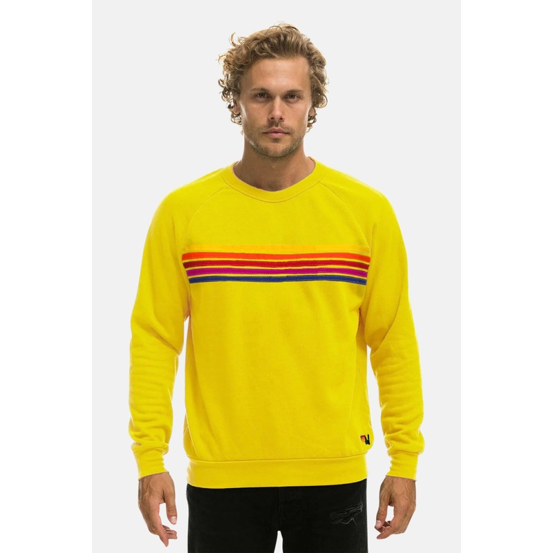 Men’s 5 Stripe Sweatshirt Lemon/Yellow Purple