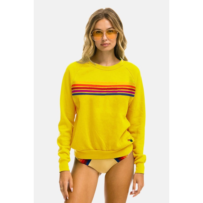 Women’s 5 Stripe Sweatshirt Lemon/Yellow Purple