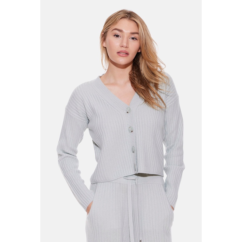 Beatrice Ribbed Cardigan Geyser