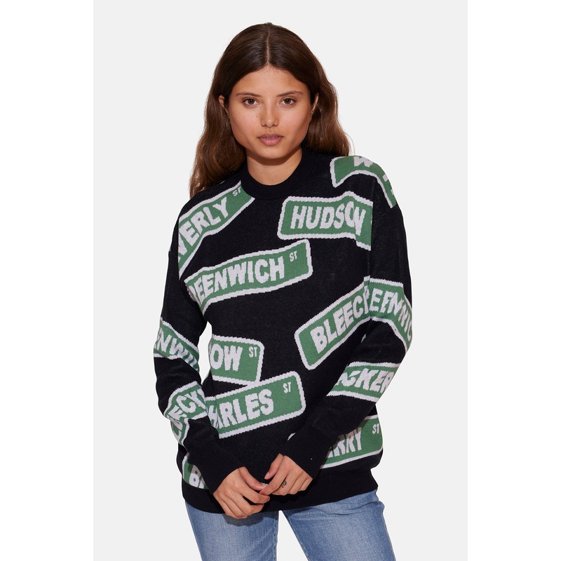 Bleecker Street Crew Sweater Black Combo
