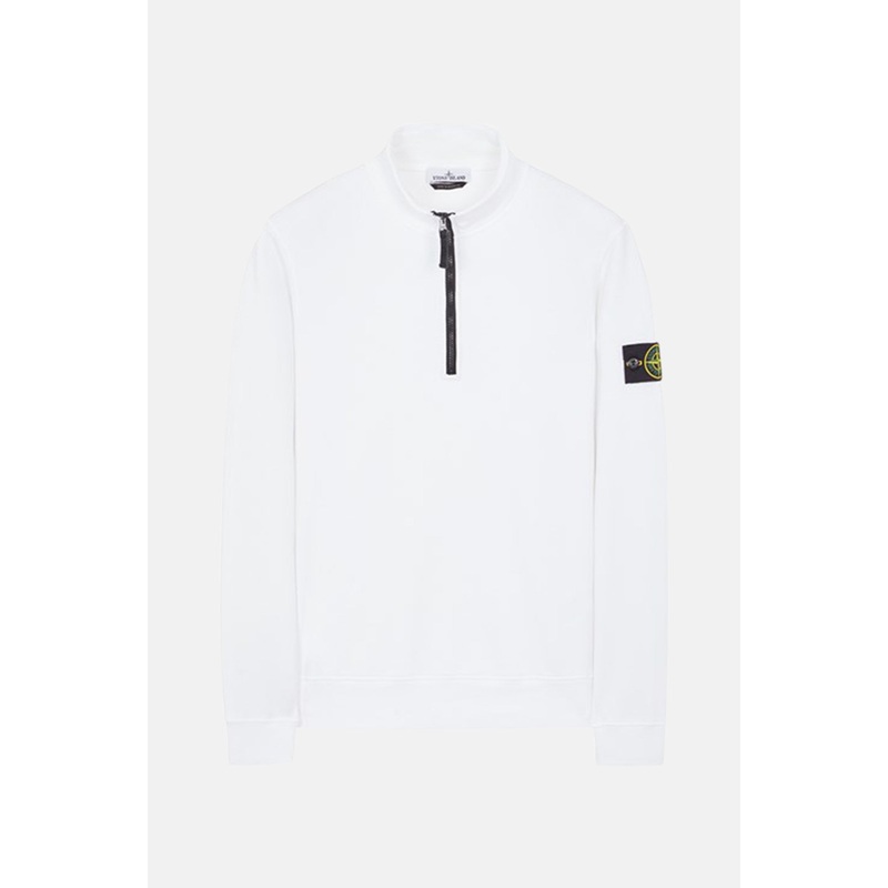 Cotton Fleece Half Zip Sweatshirt White