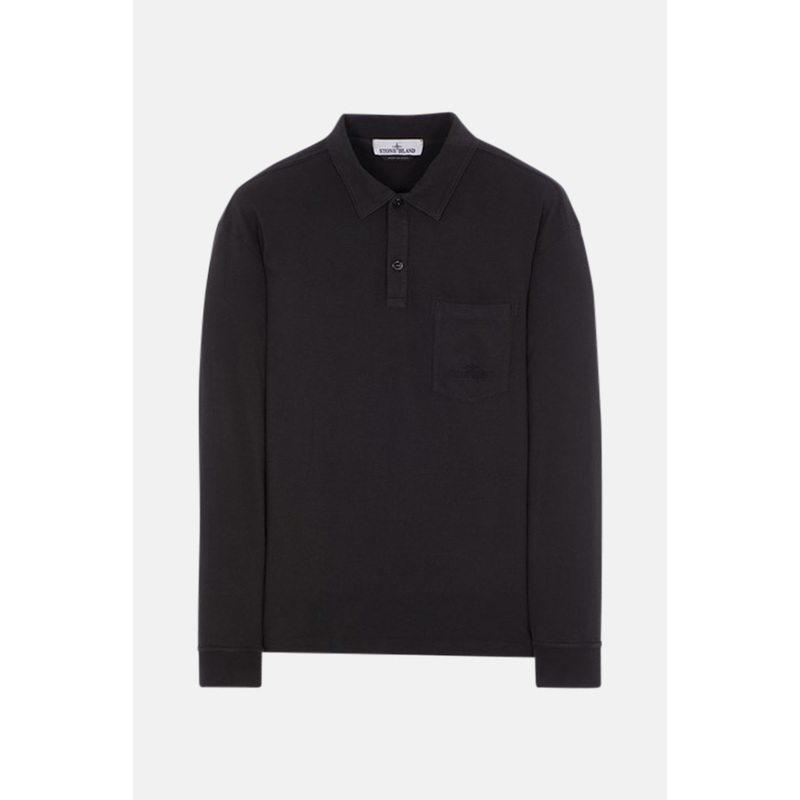 Garment Dyed Long Sleeve Polo Black