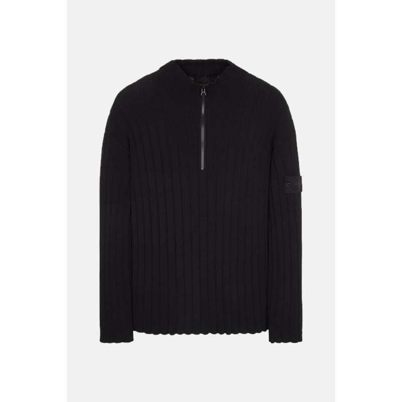 Ghost Piece Quarter Zip Sweater Black