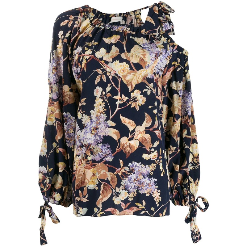 Sabotage Silk Draped Blouse Midnight Wisteria
