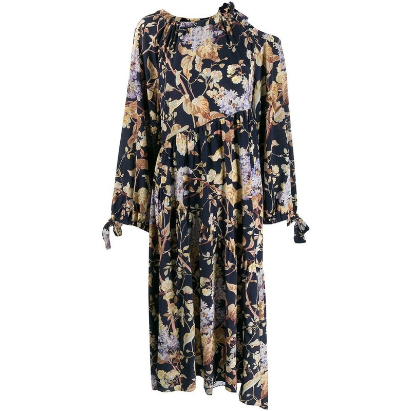 Sabotoge Silk Draped Dress Midnight Wisteria