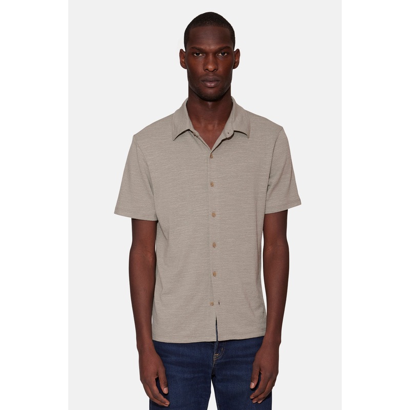 Short Sleeve Slub Buttondown Sage