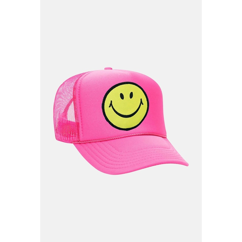 Smiley Trucker Hat Neon Pink|OS