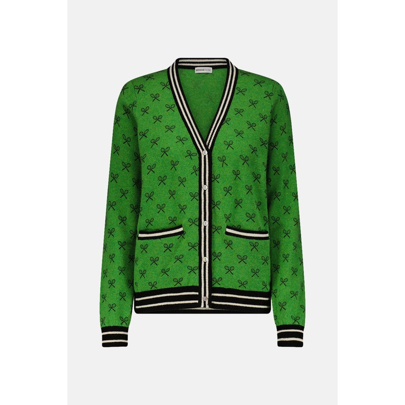 Tennis Club Print Cardigan Golf Green