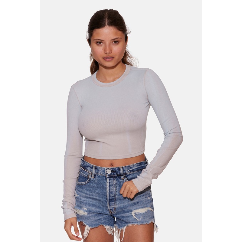 Verona Crop Long Sleeve Fog Cast