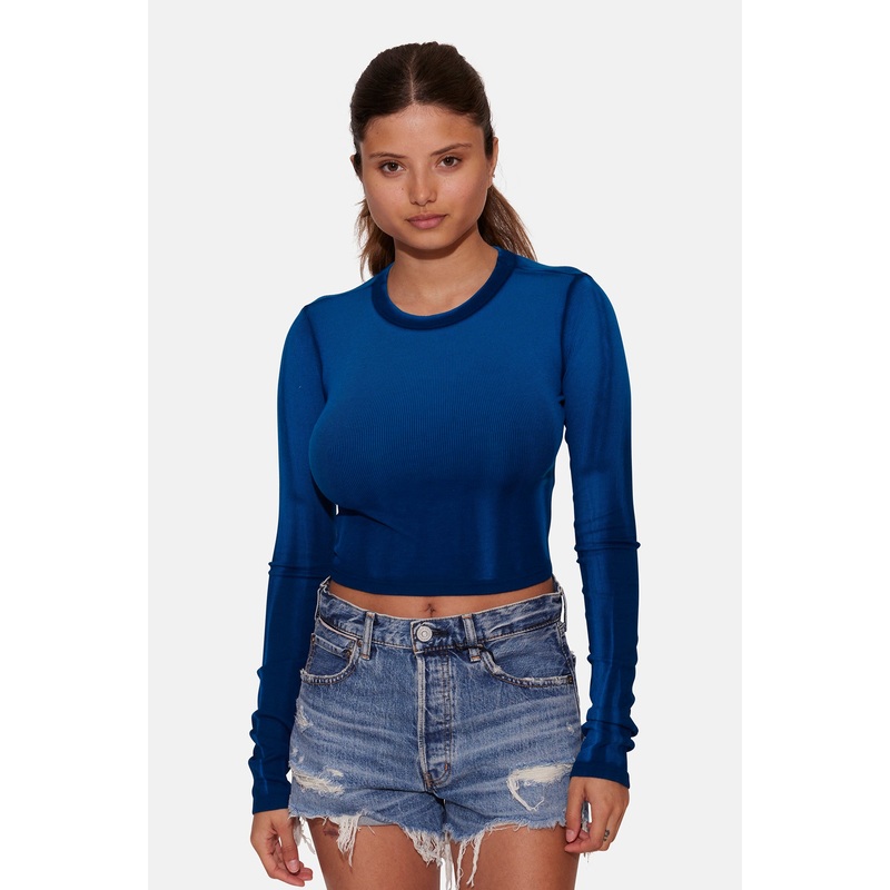 Verona Crop Long Sleeve Pacific Blue Cast