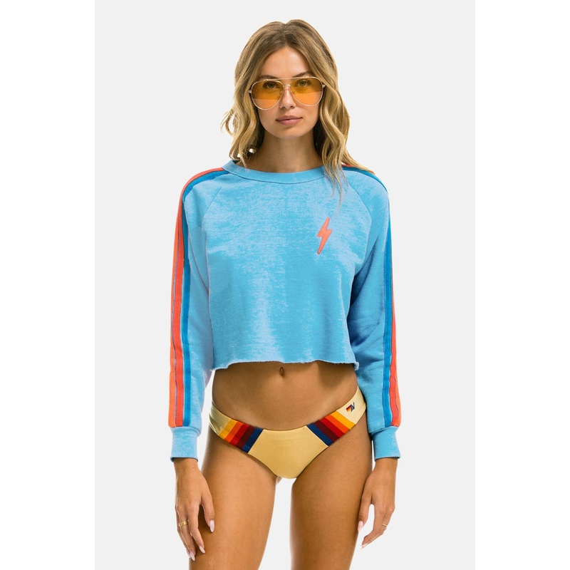Bolt Crop Sweatshirt Sky/Neon Rainbow