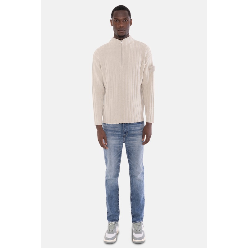 Ghost Piece Quarter Zip Sweater Khaki