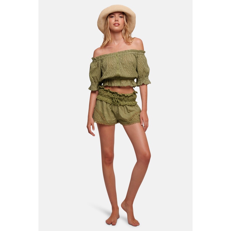 Ray Embroidered Short Kaki|OS