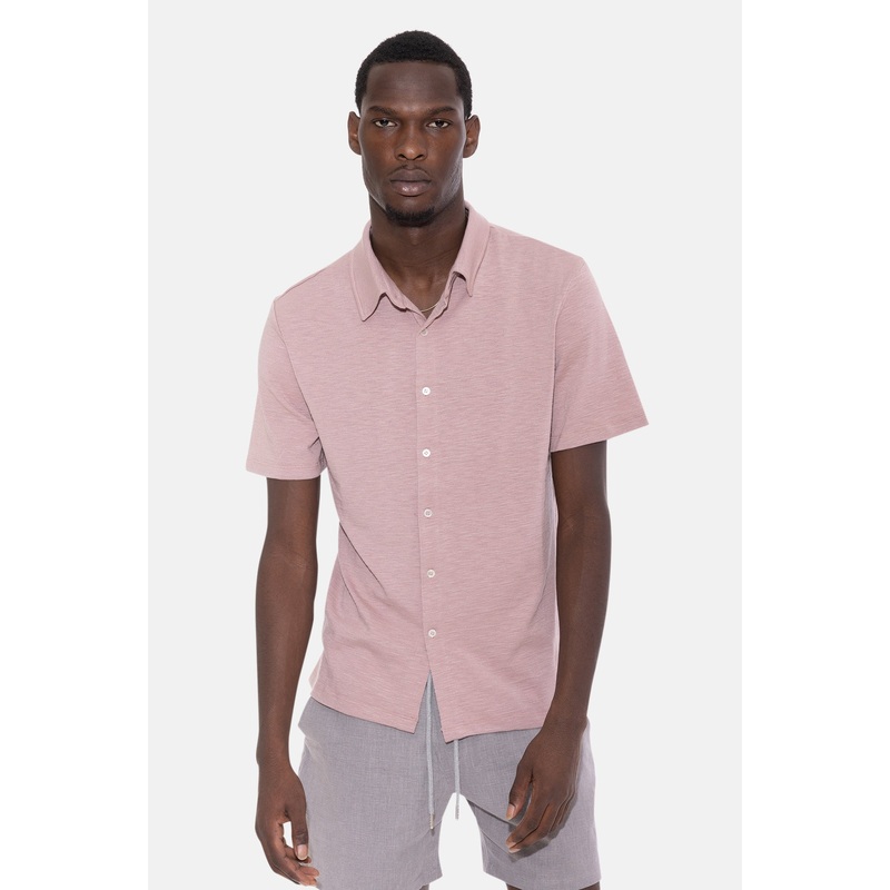Short Sleeve Slub Buttondown Dust Rose