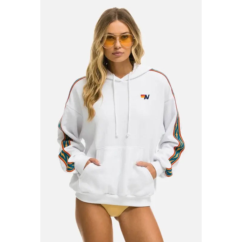 Women’s Bolt Stripe Relaxed Hoodie White