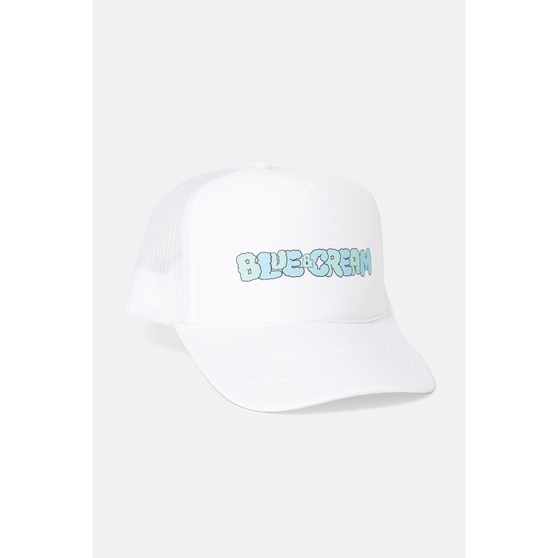 B&C Bubble Logo Mesh Trucker Hat White