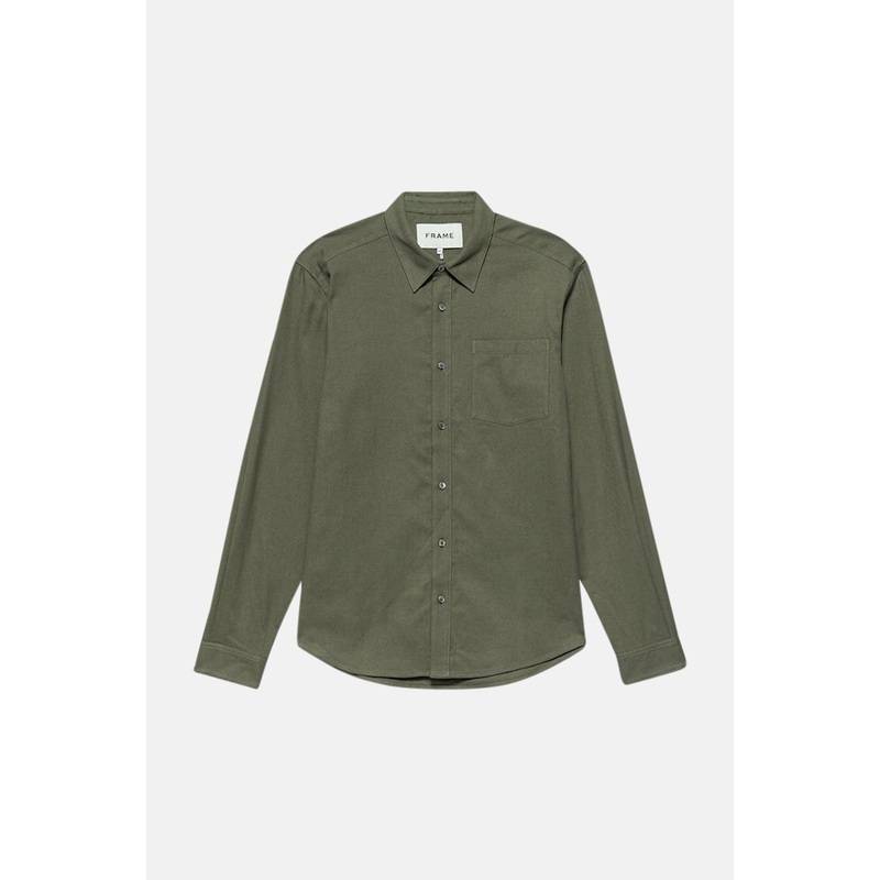 Brushed Cotton Shirt Khaki Green