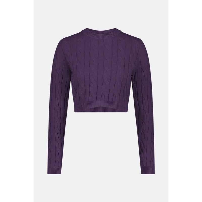 Cotton Cable Crop Top Loganberry