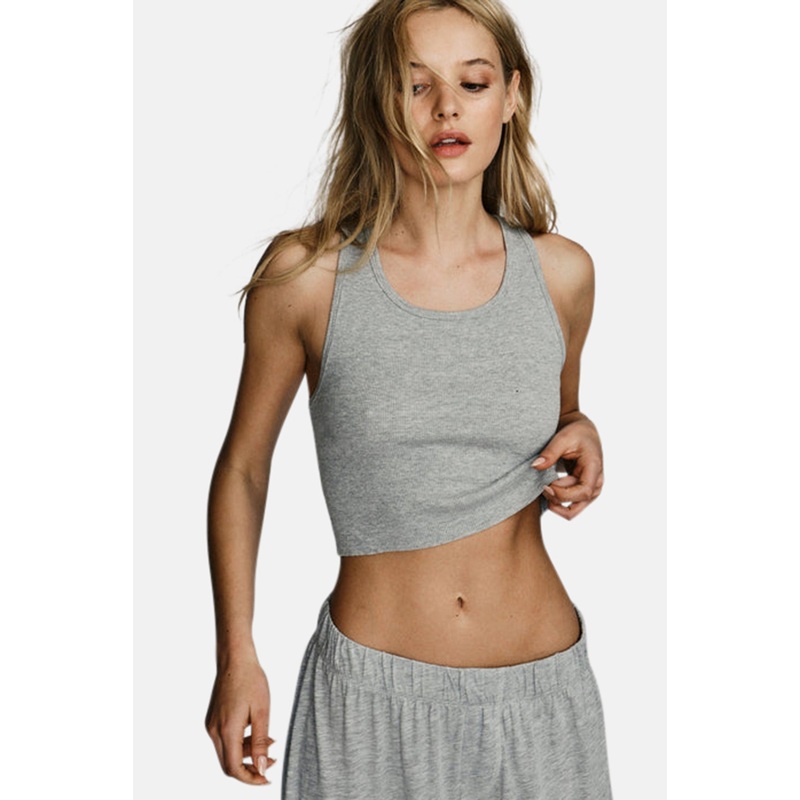 Cropped Scoop Neck Tank Heather Grey