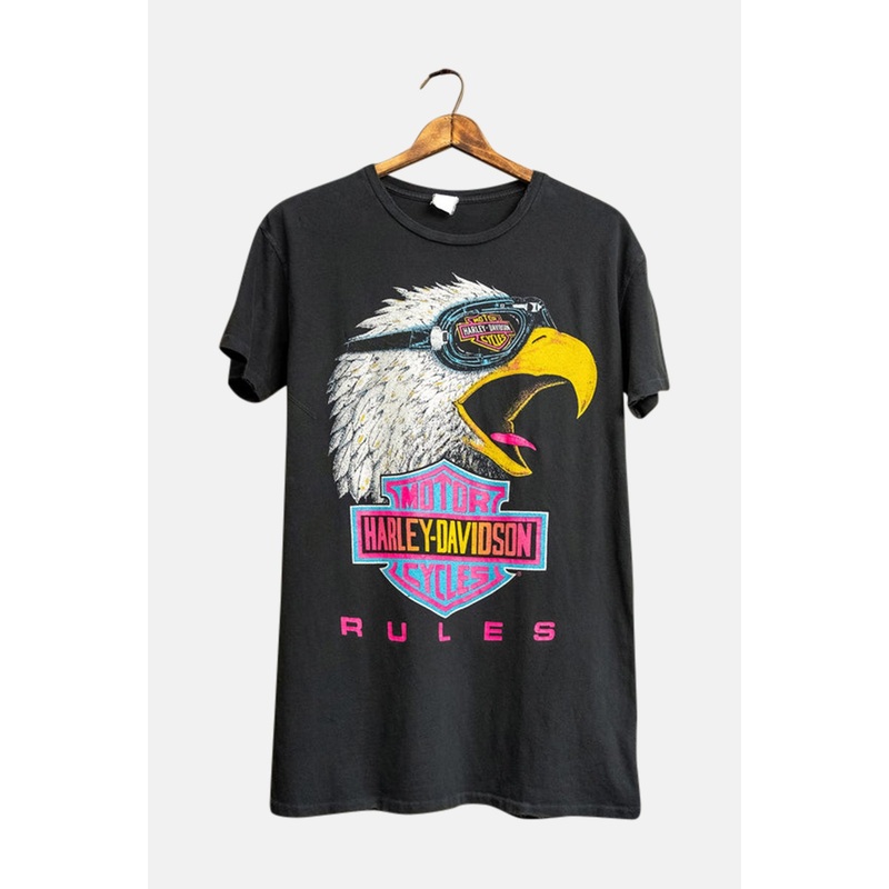 Harley Davidson Rules Oversized Tee Dress Coal Pigment