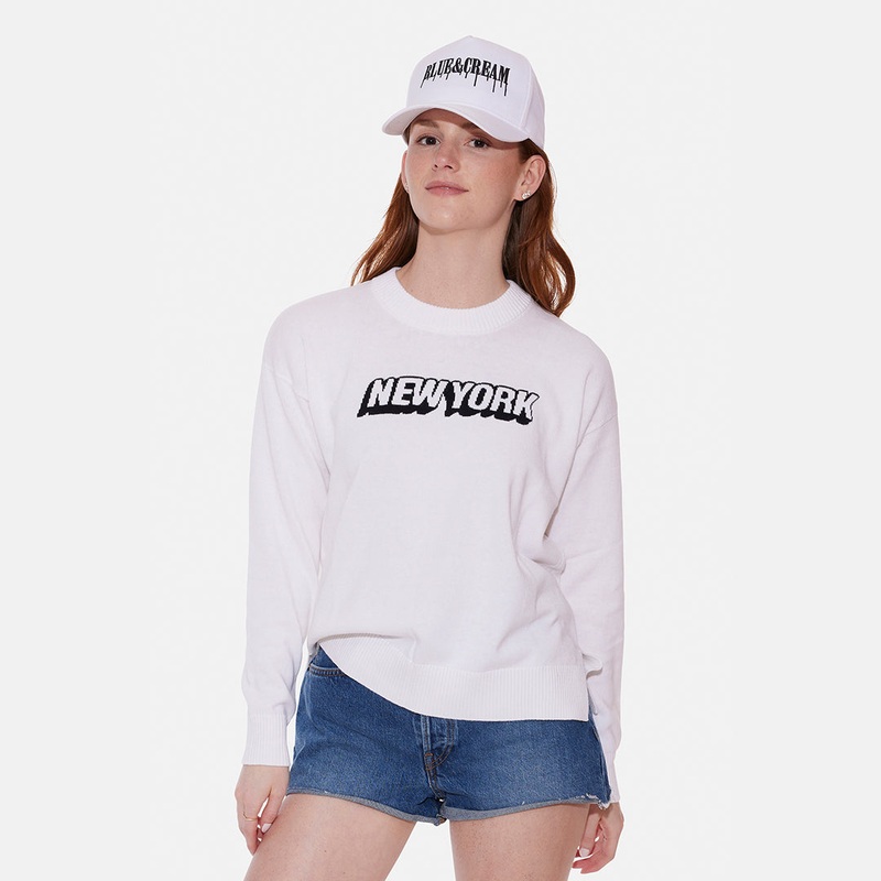 New York Cotton Crewneck White