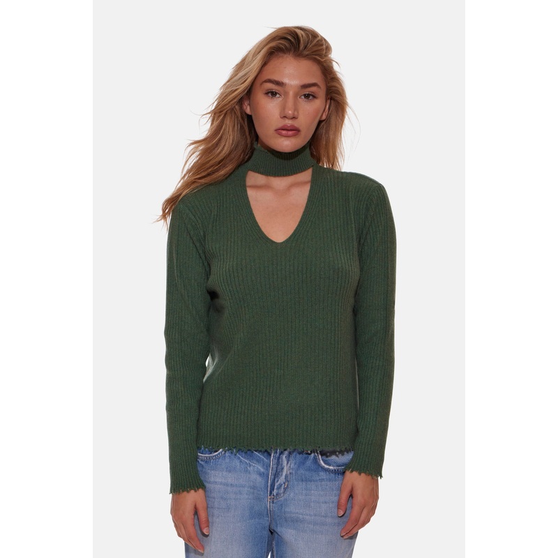 Taylor Cashmere Choker V Neck Sweater Coastal Range
