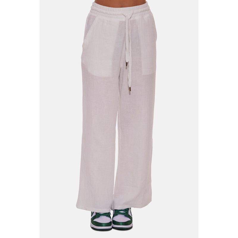 Wendy Gauze Wide Leg Pant Ivory