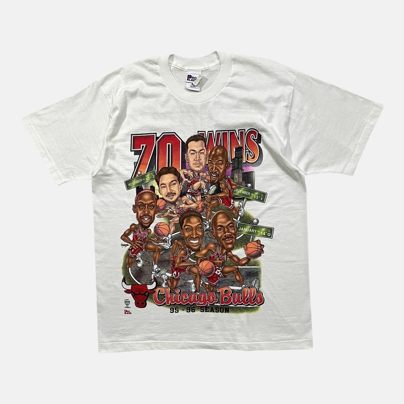 1996 70 Wins Bulls Vintage Tee White