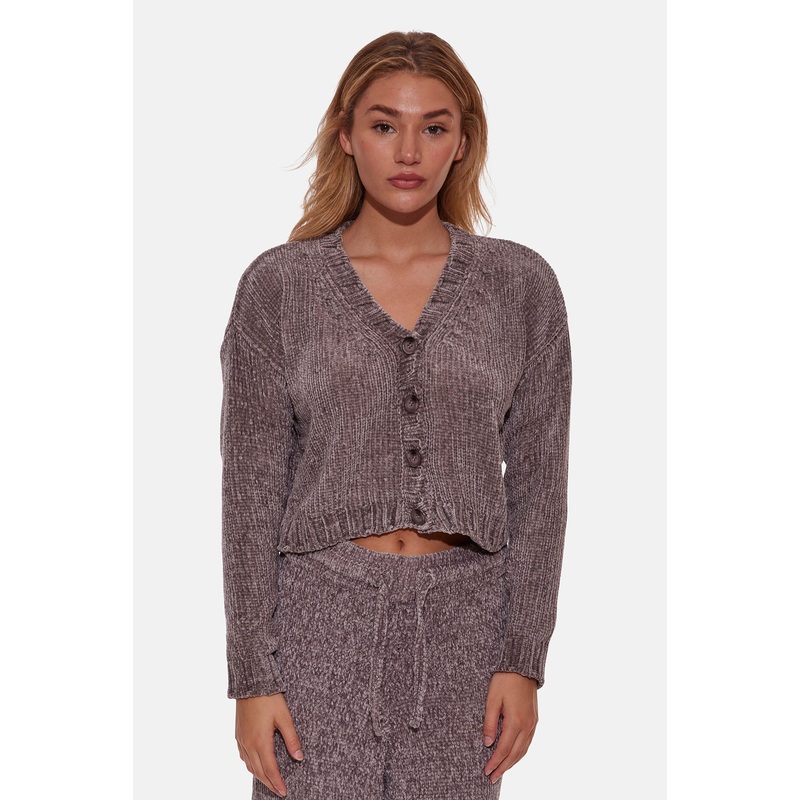 Adele Chenille Cardigan Charcoal