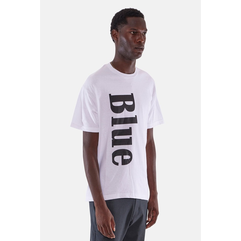 B&C Vertical Tee White/Black Print