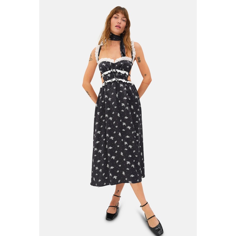 Darla Midi Dress Black|XS|S|M