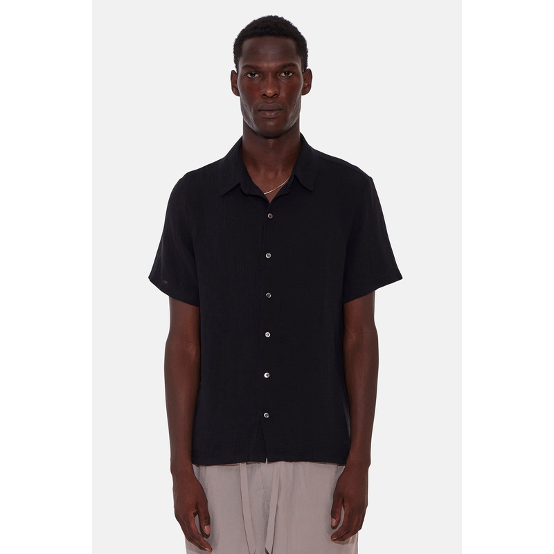 Gauze Short Sleeve Buttondown Black