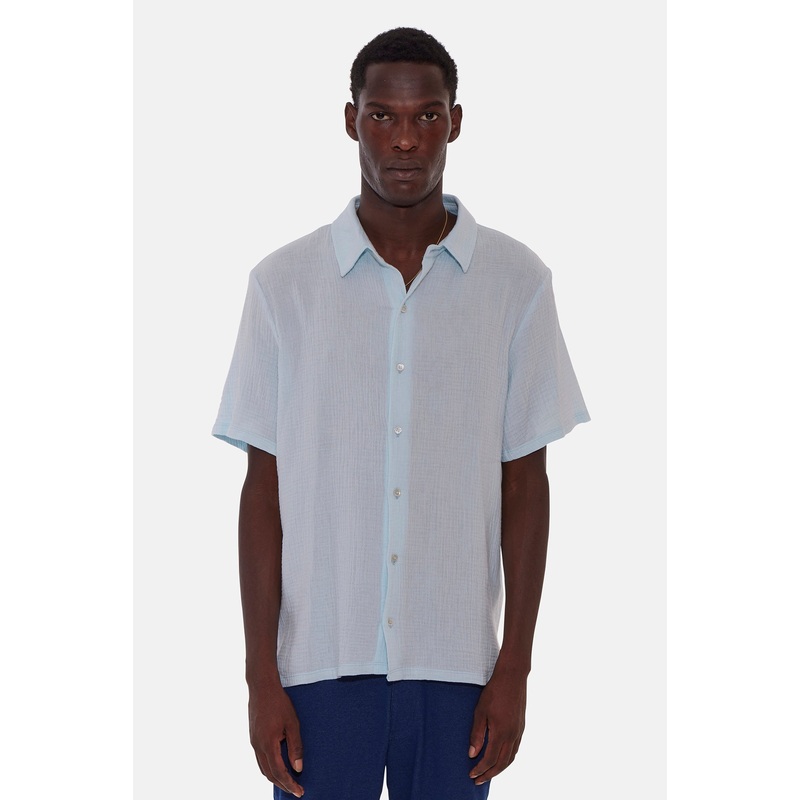Gauze Short Sleeve Buttondown Light Blue