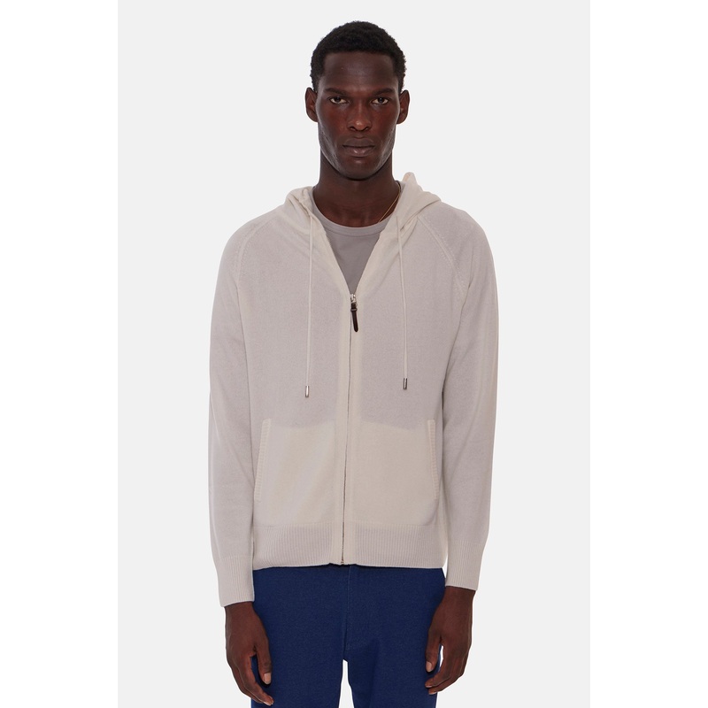 New Leo Zip Hoodie With Pockets Eggshell