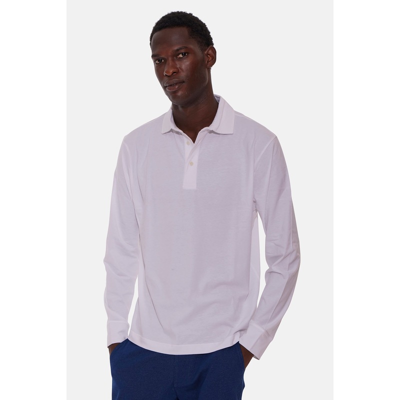 Organic Long Sleeve Polo White